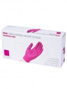 Перчатки винил+нитрил WallyPlastic XS / РОЗОВЫЙ / 50 пар в уп. фото 951