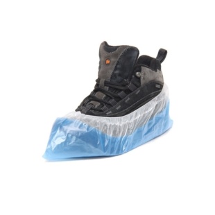 Бахилы одноразовые ПНД 40 микрон, 2-х сл., синий/белый, 41 см, в блоке 750 пар фото 1743