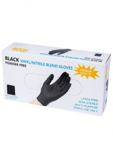 Перчатки винил+нитрил WallyPlastic L / ЧЕРНЫЙ / 50 пар в уп. фото 1058